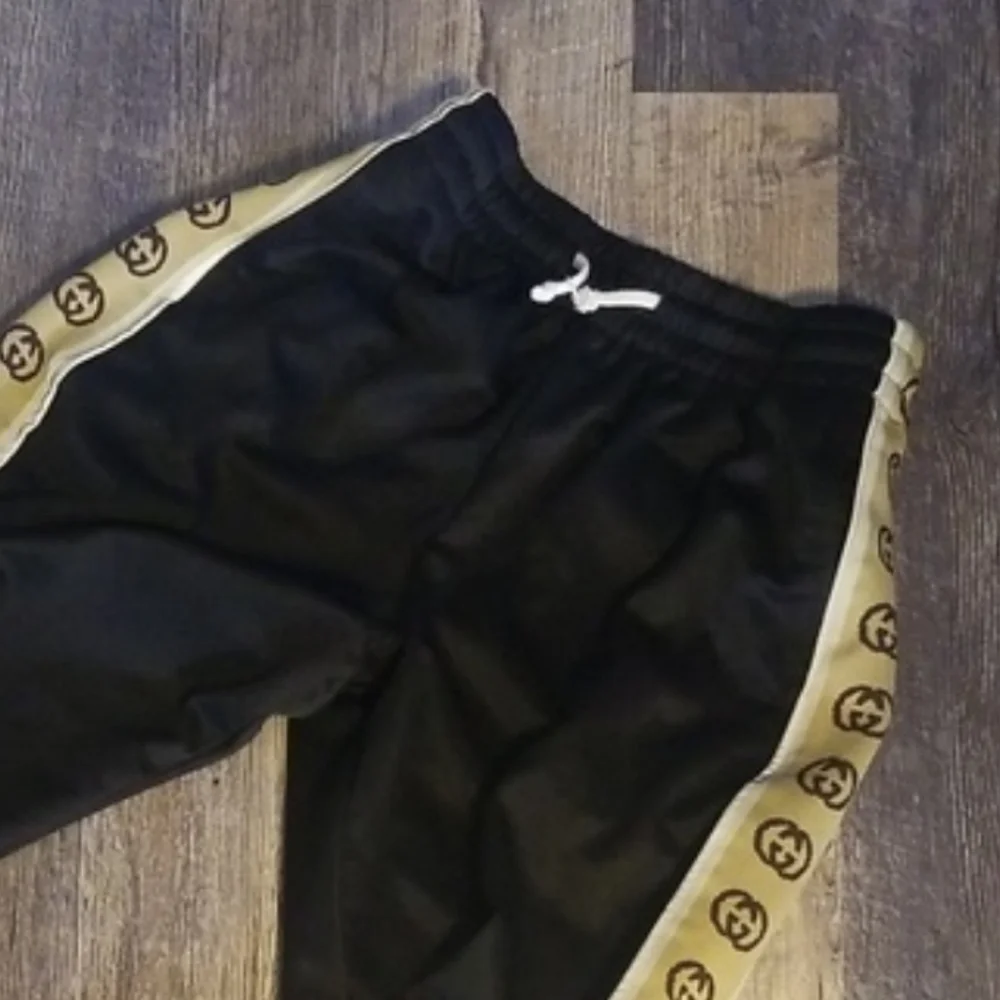 Gucci GG Small Monogram Legs Black Tan Reflective Trim Track Suit Jogger Bottoms - Picture 4 of 12